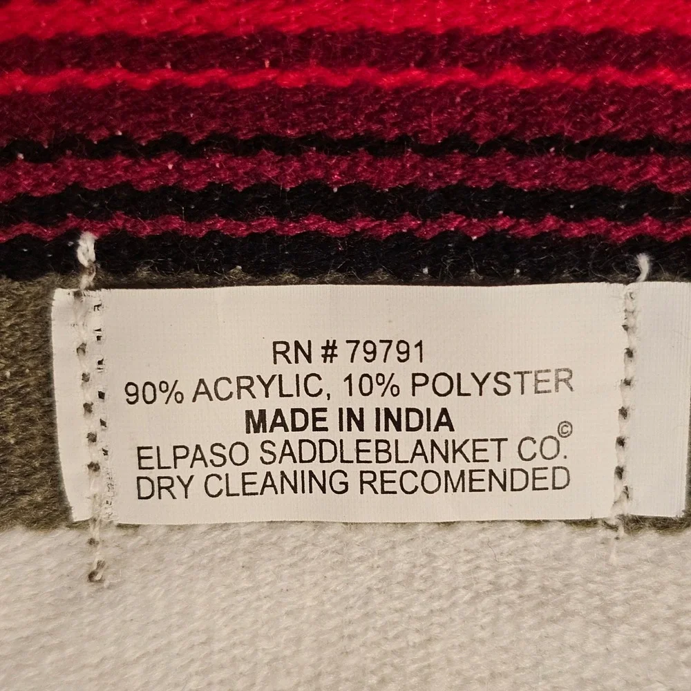 El Paso Saddleblanket Co Serape Stripe Woven Placemats Red Blue Olive 14x18 Set6